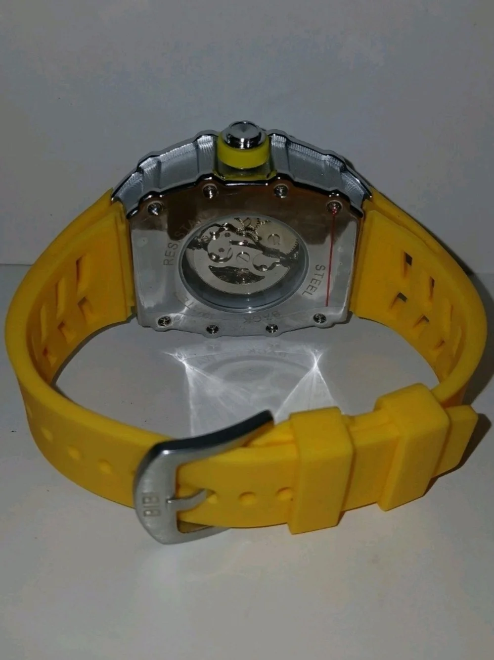 BiBi Yellow Skeleton Dial Sport Watch